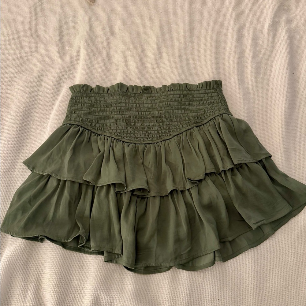 Altar'd State Olive Green Ruffle Circle Skater Skirt